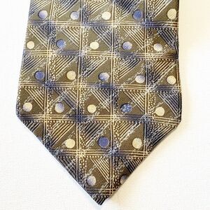 Peter Thomas By Superba Neck Tie Silk Green Cream Made In USA Business Classic